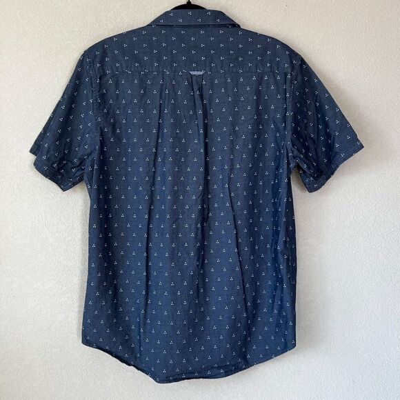 7 Diamonds Blue Geometric Triangle Short Sleeve Button Down Shirt Size XL - Picture 4 of 6